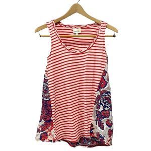 Anthropologie | Porridge Striped Floral Appliqué Tank Top Sz‎ XS